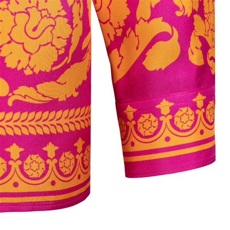 versace Camicia fucsia con stampa oro Barocca 